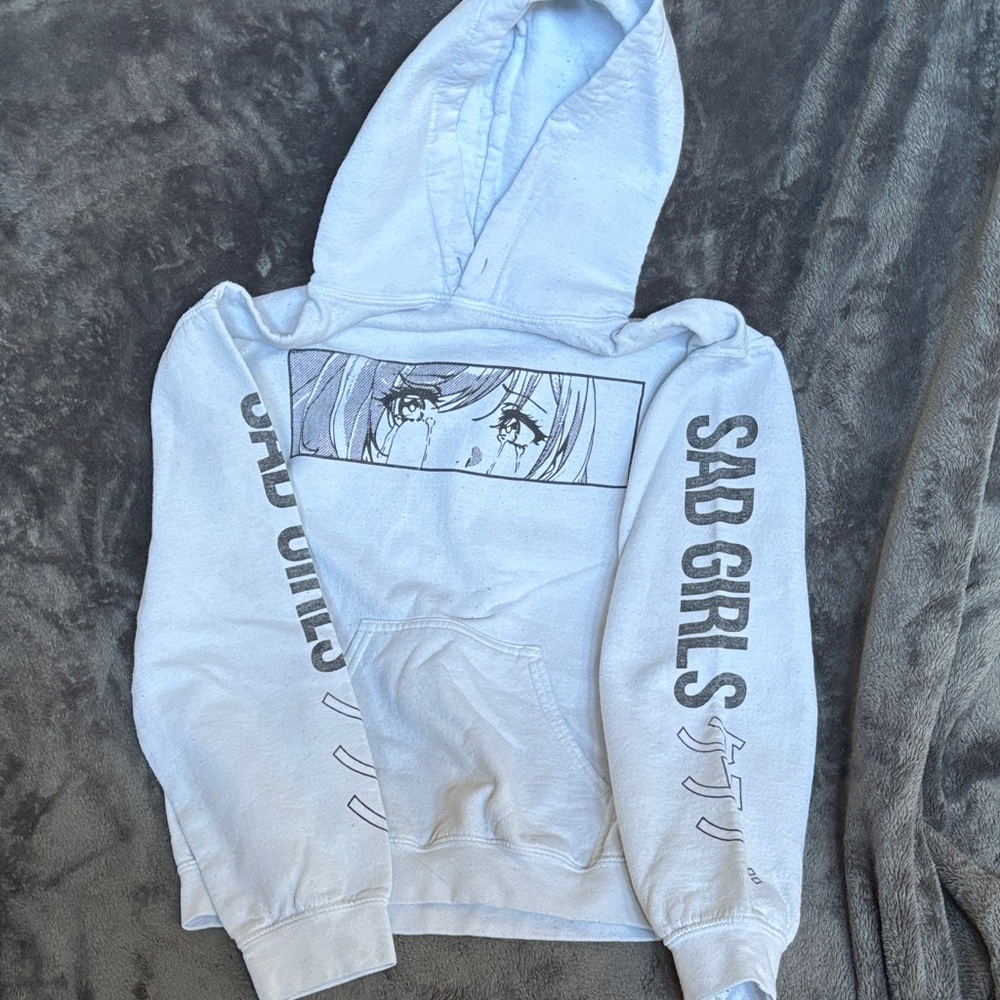 White Graphic Hoodie with Anime Design